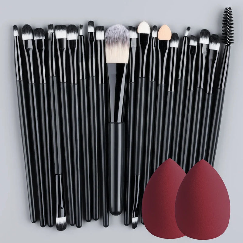 Conjunto de 20 Peças de Pincéis de Maquiagem - Corretivo, Blush, Pó, Iluminador e Mais!