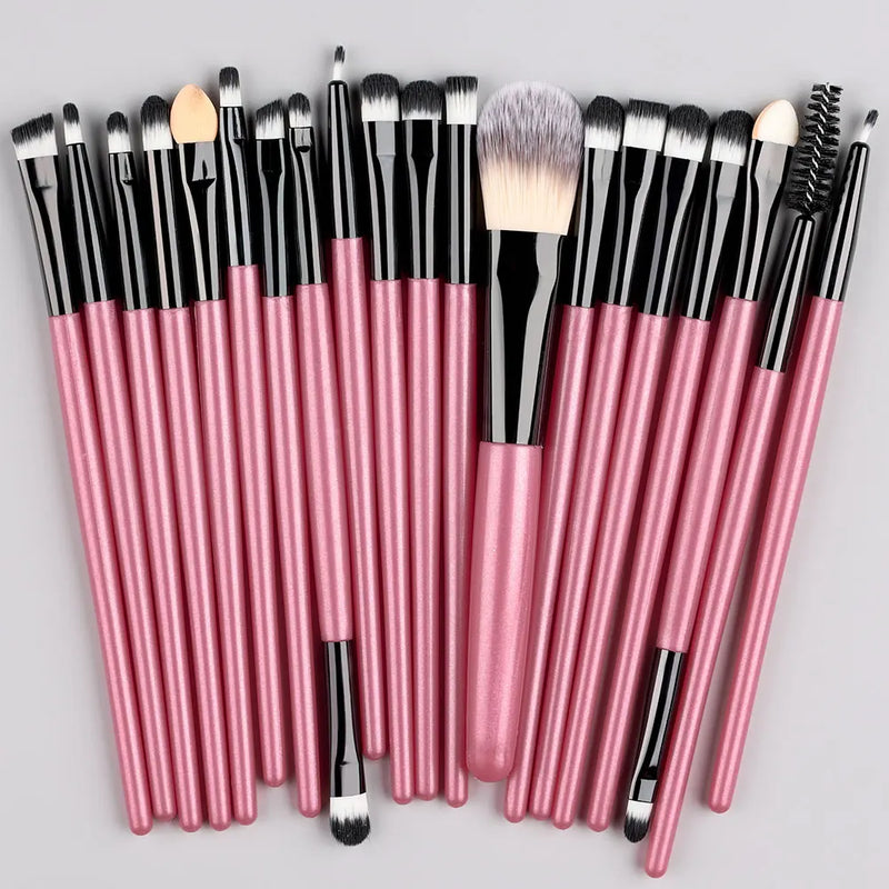 Conjunto de 20 Peças de Pincéis de Maquiagem - Corretivo, Blush, Pó, Iluminador e Mais!