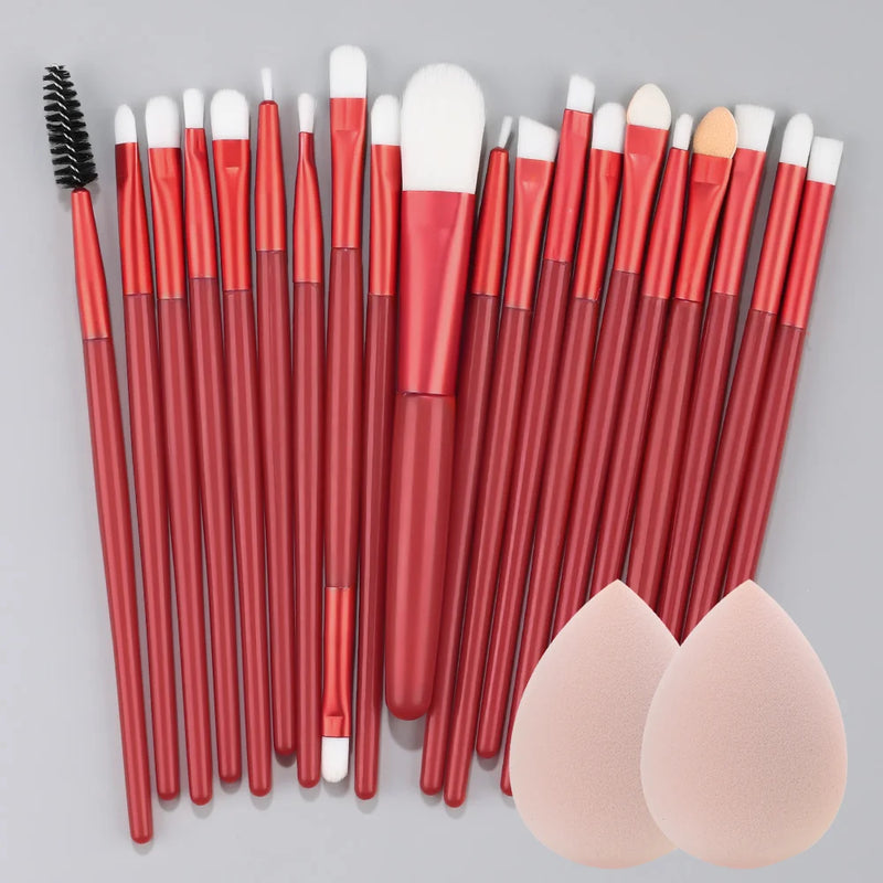 Conjunto de 20 Peças de Pincéis de Maquiagem - Corretivo, Blush, Pó, Iluminador e Mais!