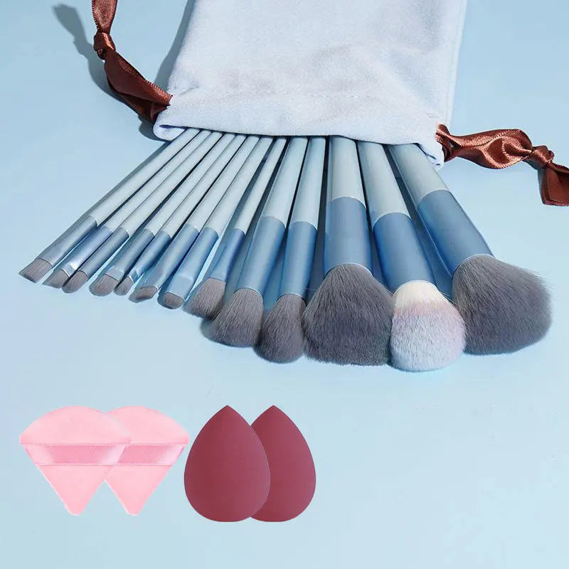 Kit Completo para maquiagem com pincéis, esponjas e blush!